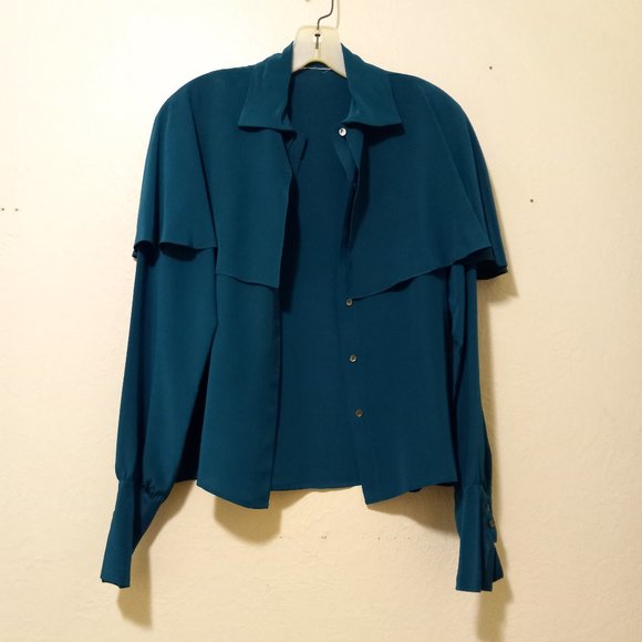 Vintage Silk Cape/Trench Blouse - Picture 13 of 16